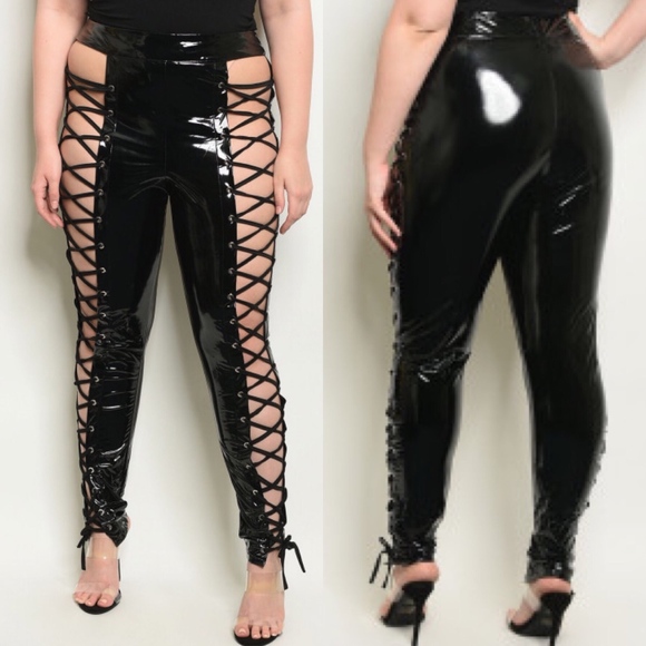Pants - 2X 2XL Plus Size Latex Lace Up Corset Pants